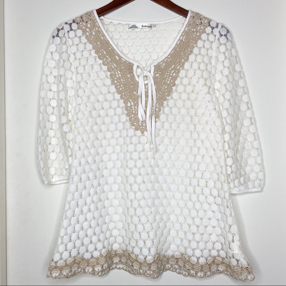 Boho crocheted and lace tunic top or swim coverup